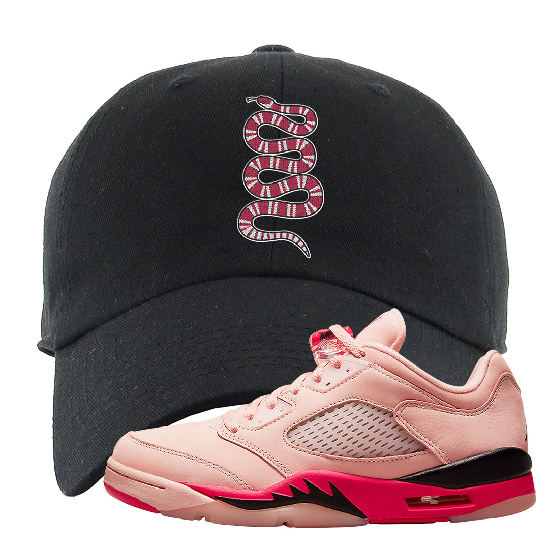 Arctic Pink Low 5s Dad Hat | Coiled Snake, Black