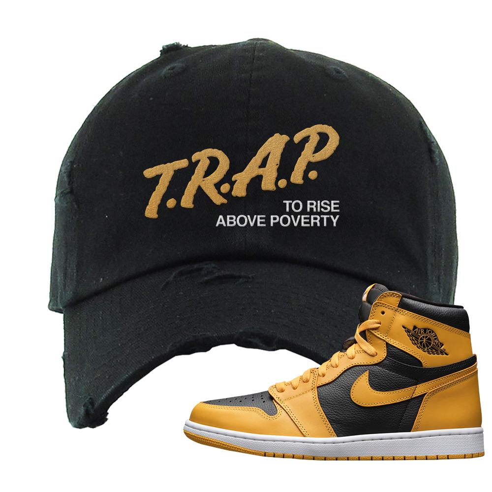 Pollen 1s Distressed Dad Hat | Trap To Rise Above Poverty, Black