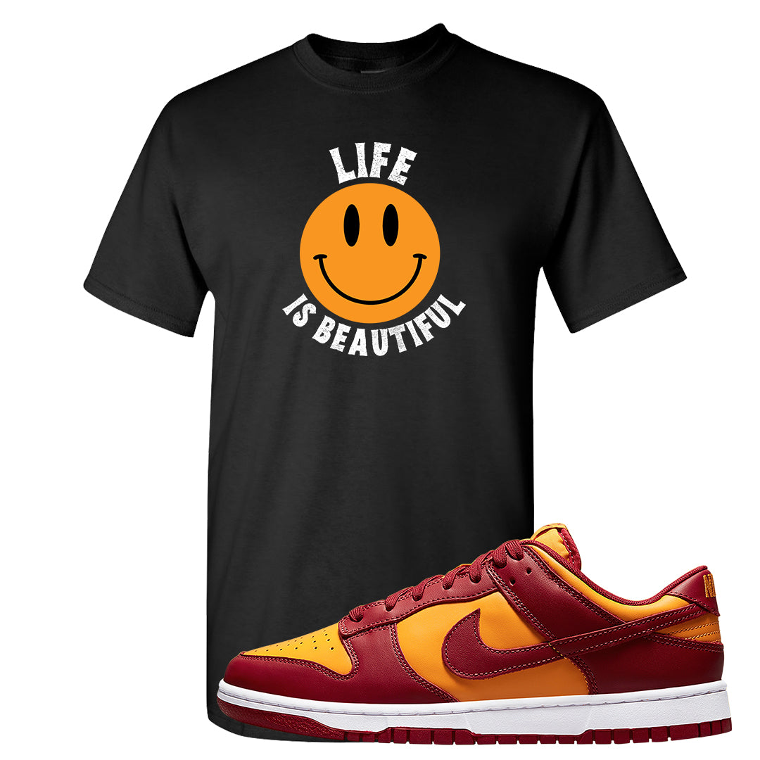 Midas Gold Low Dunks T Shirt | Smile Life Is Beautiful, Black