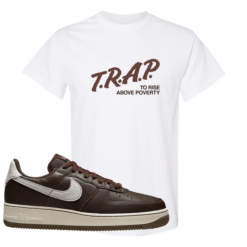 Dark Chocolate Leather 1s T Shirt | Trap To Rise Above Poverty, White