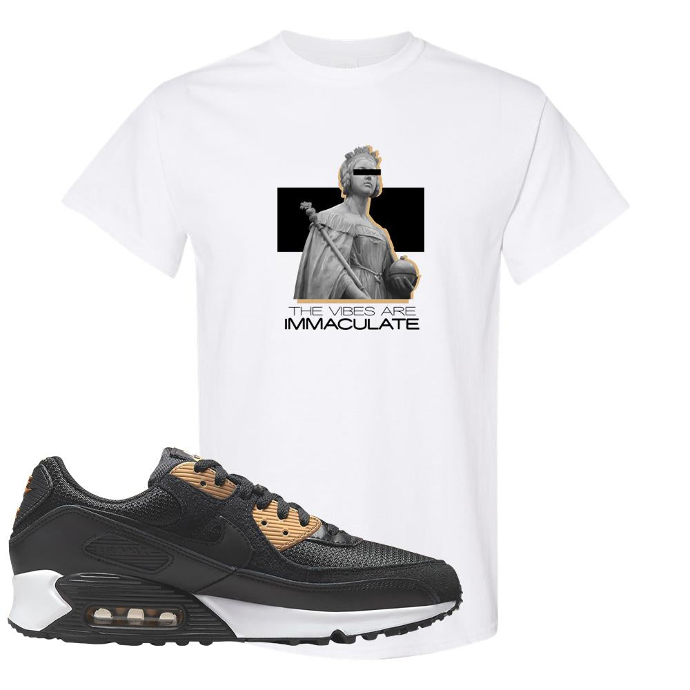 Air Max 90 Black Old Gold T Shirt | The Vibes Are Immaculate, White