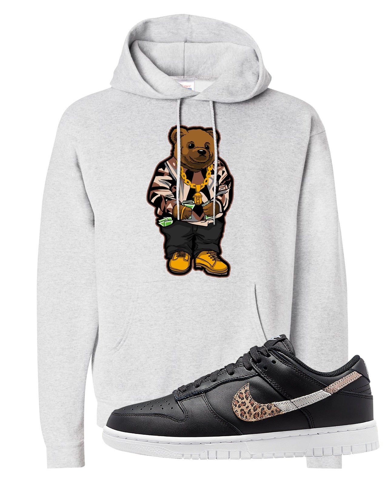 Primal Black Leopard Low Dunks Hoodie | Sweater Bear, Ash