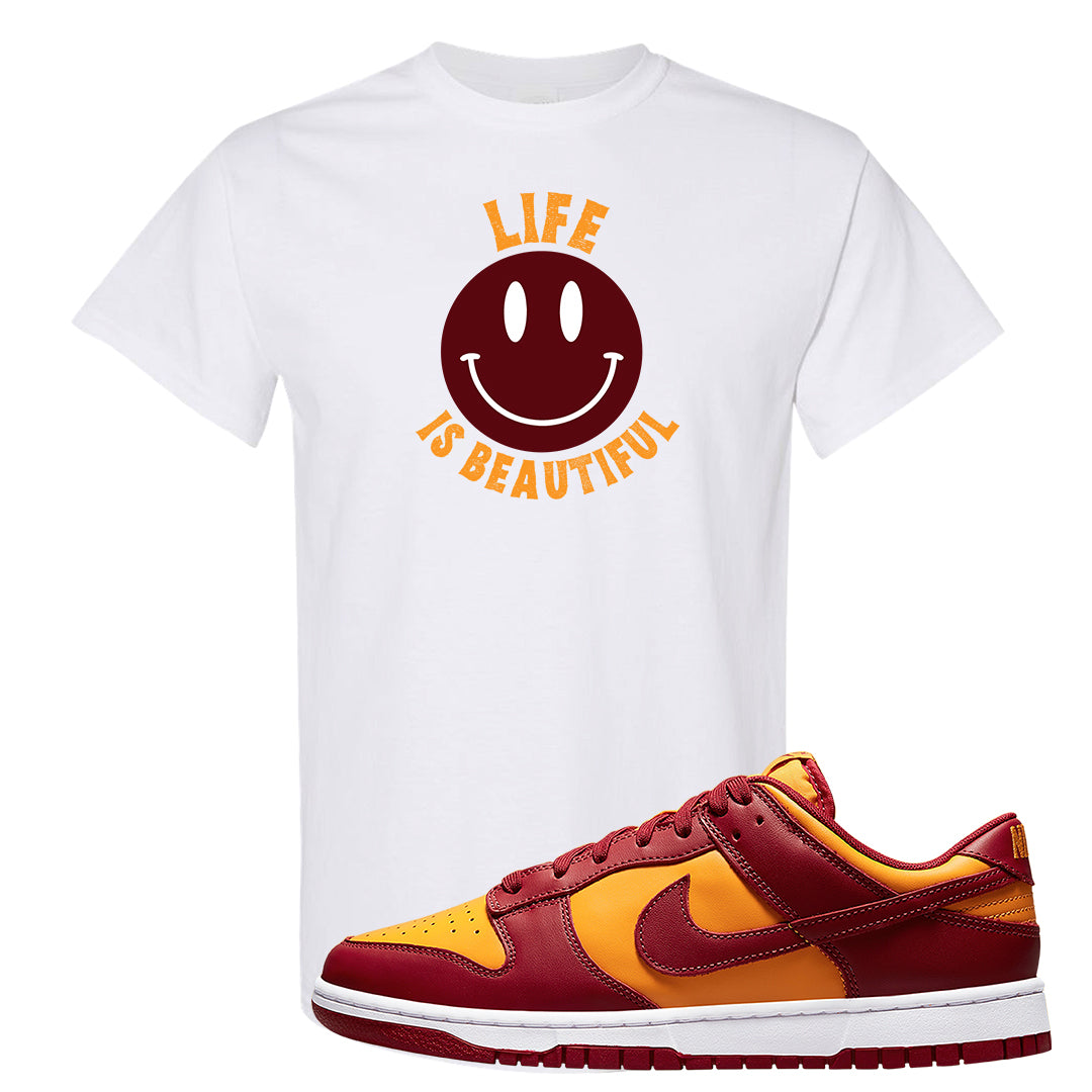 Midas Gold Low Dunks T Shirt | Smile Life Is Beautiful, White