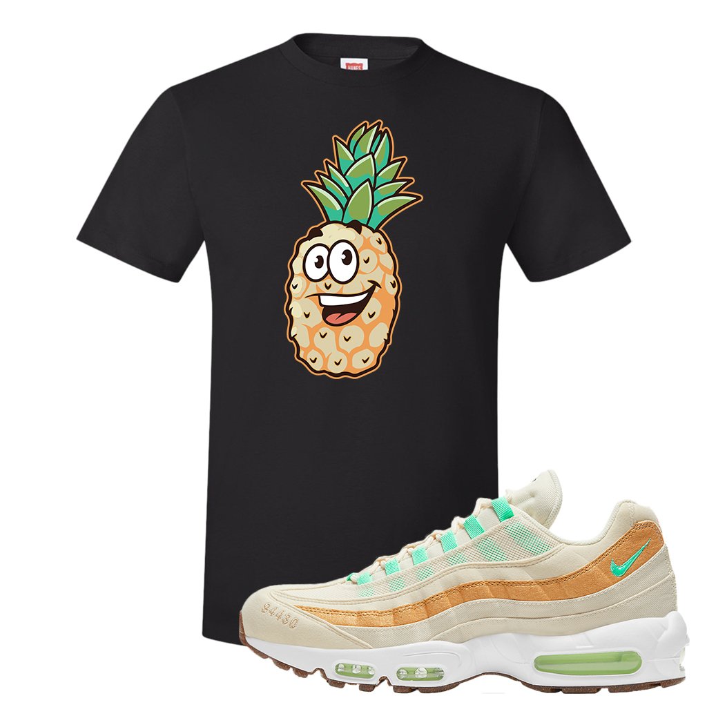 Happy Pineapple 95s T Shirt | Happy Pineapple Head, Black