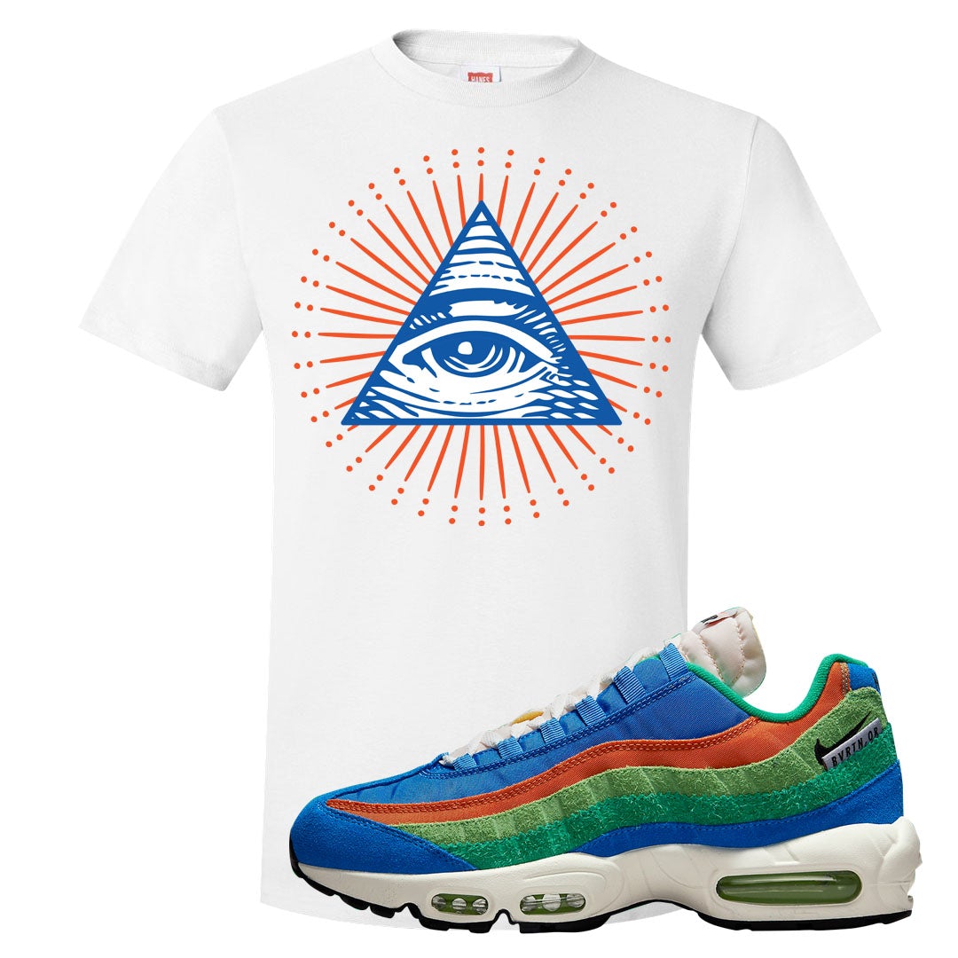 Light Blue Green AMRC 95s T Shirt | All Seeing Eye, White