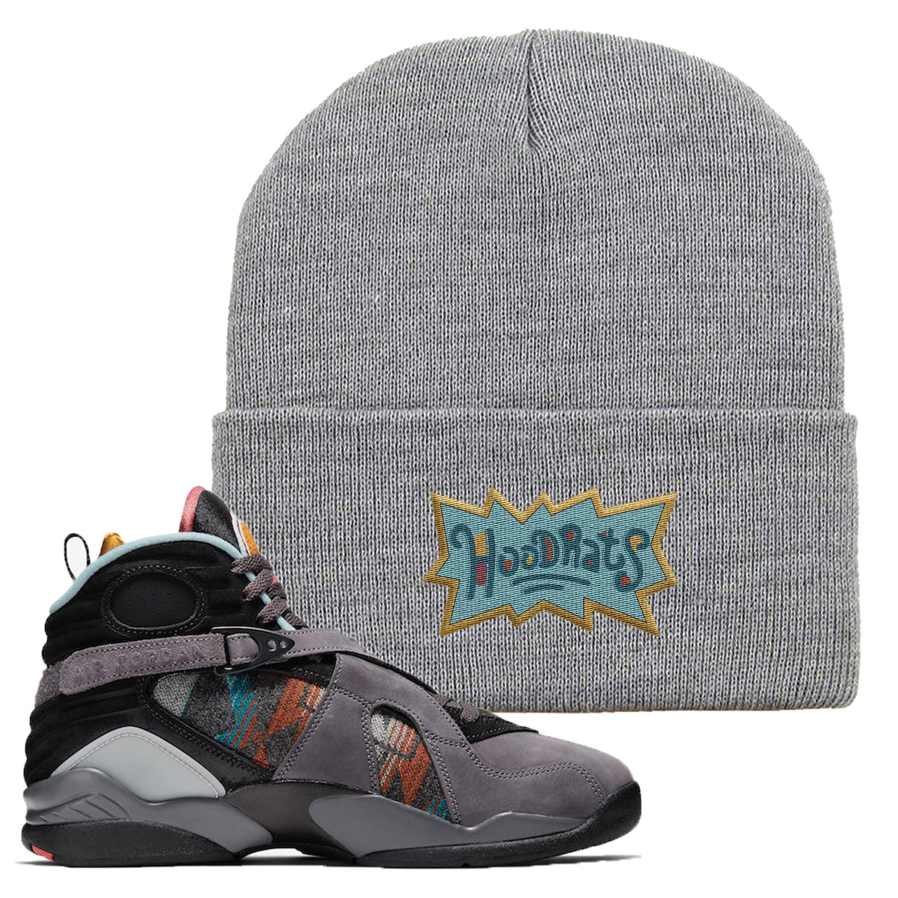 Jordan 8 N7 Pendleton Hood Rats Light Gray Sneaker Hook Up Beanie