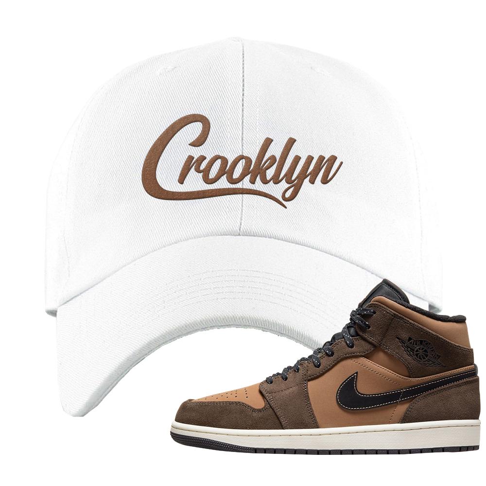 Earthy Brown Mid 1s Dad Hat | Crooklyn, White