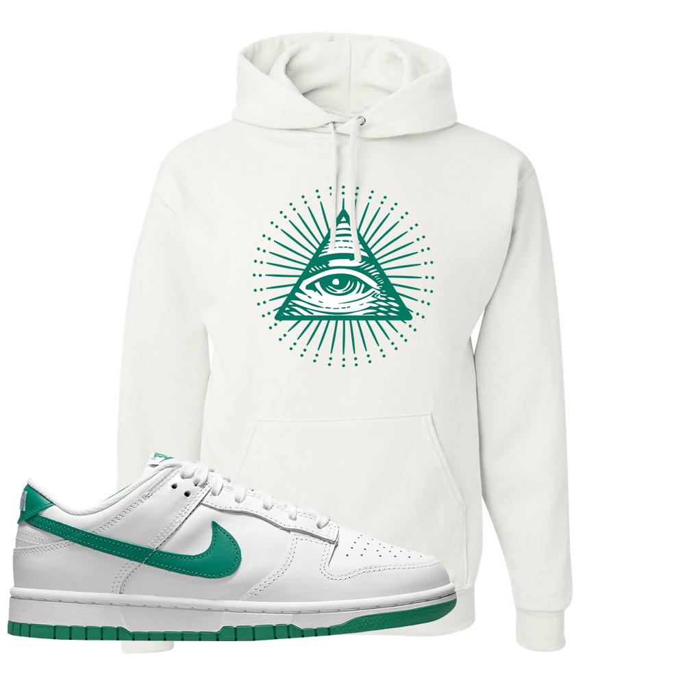 White Green Low Dunks Hoodie | All Seeing Eye, White