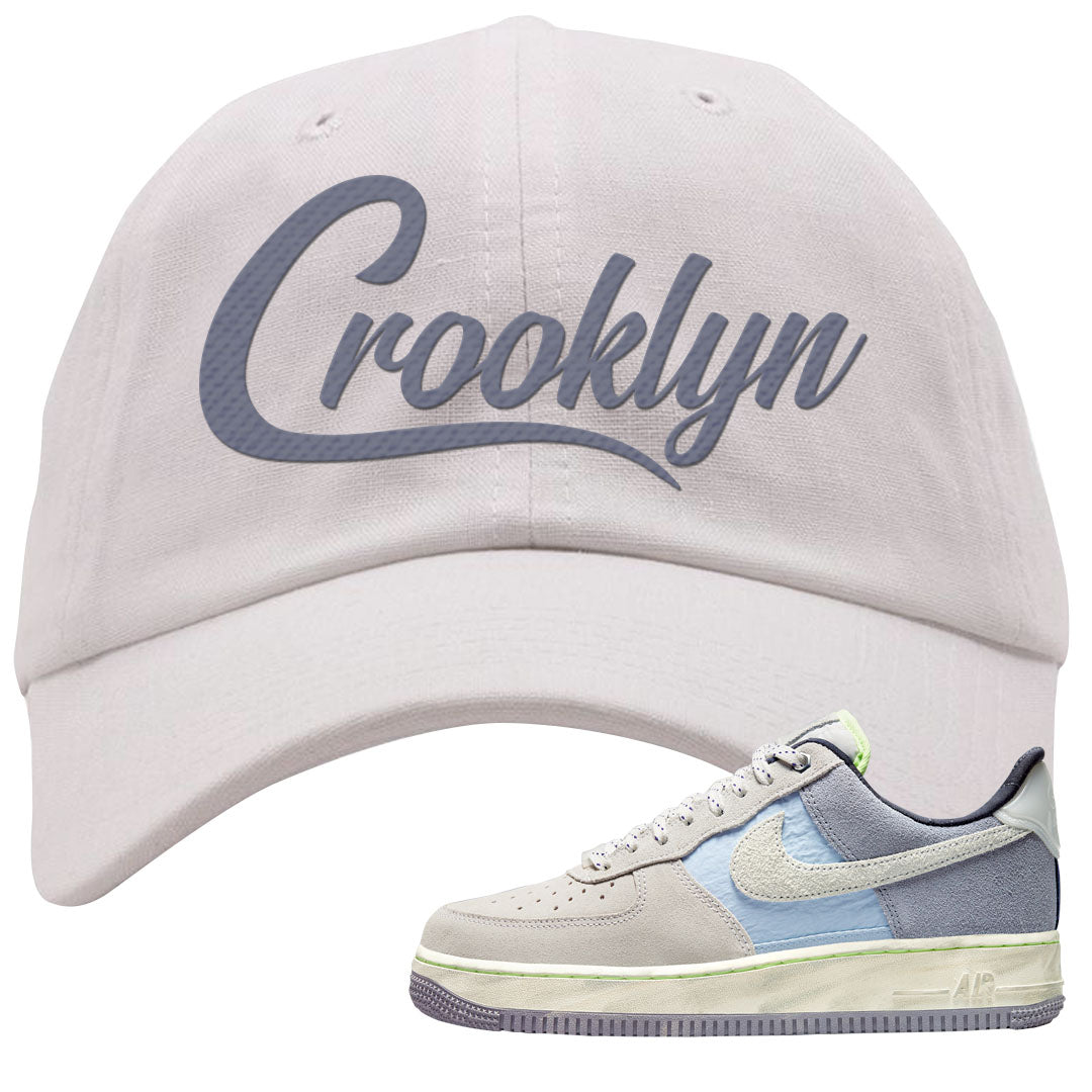 Womens Mountain White Blue AF 1s Dad Hat | Crooklyn, White
