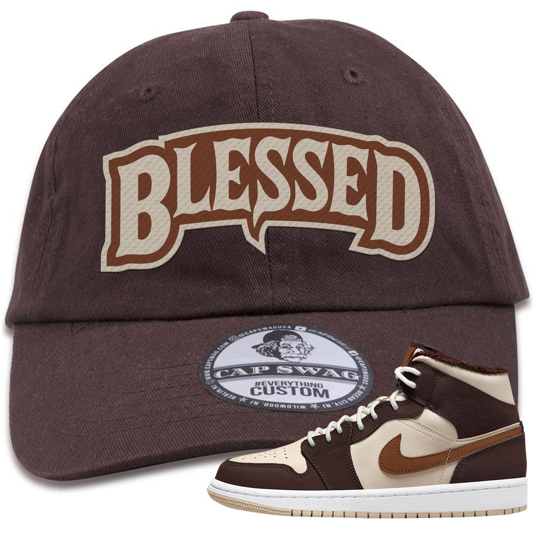 Brown Fleece Mid 1s Dad Hat | Blessed Arch, Brown