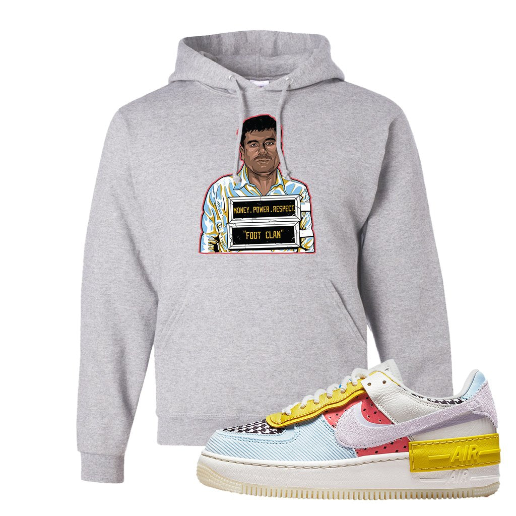 Air Force 1 Shadow Multi-Color Hoodie | El Chapo Illustration, Ash