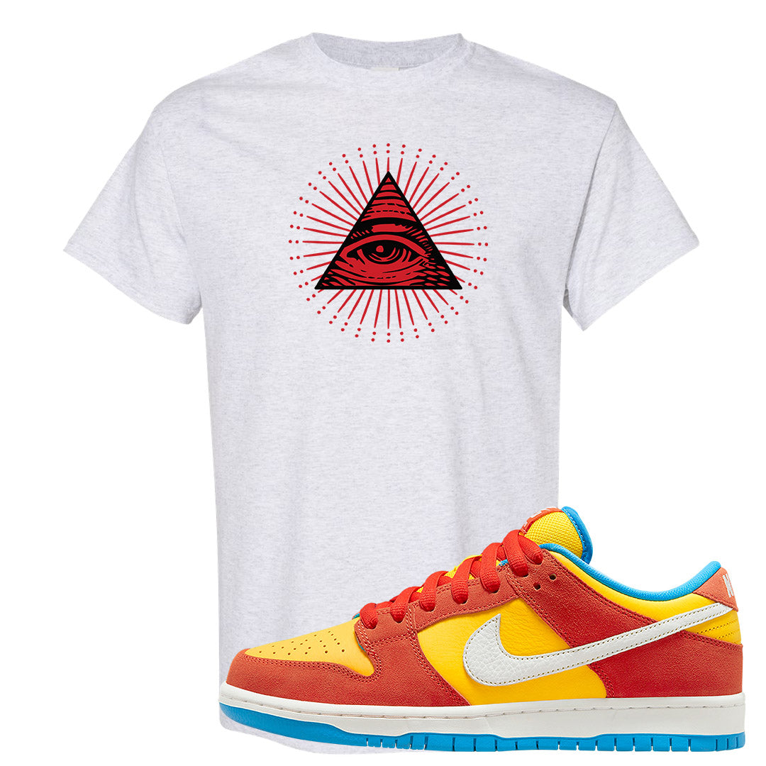 Habanero Red Gold Blue Low Dunks T Shirt | All Seeing Eye, Ash