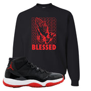 Jordan 11 Bred Blessed Black Sneaker Hook Up Crewneck Sweatshirt