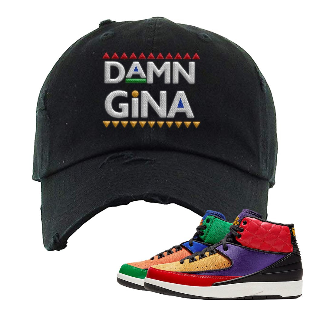 WMNS Multicolor Sneaker Black Distressed Dad Hat | Hat to match Nike 2 WMNS Multicolor Shoes | Damn Gina