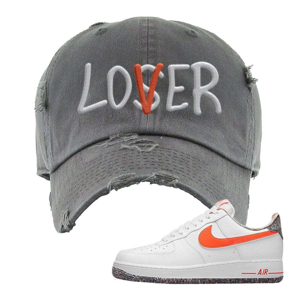 Air Force 1 Low Crimson Grind Rubber Distressed Dad Hat | Lover, Dark Gray