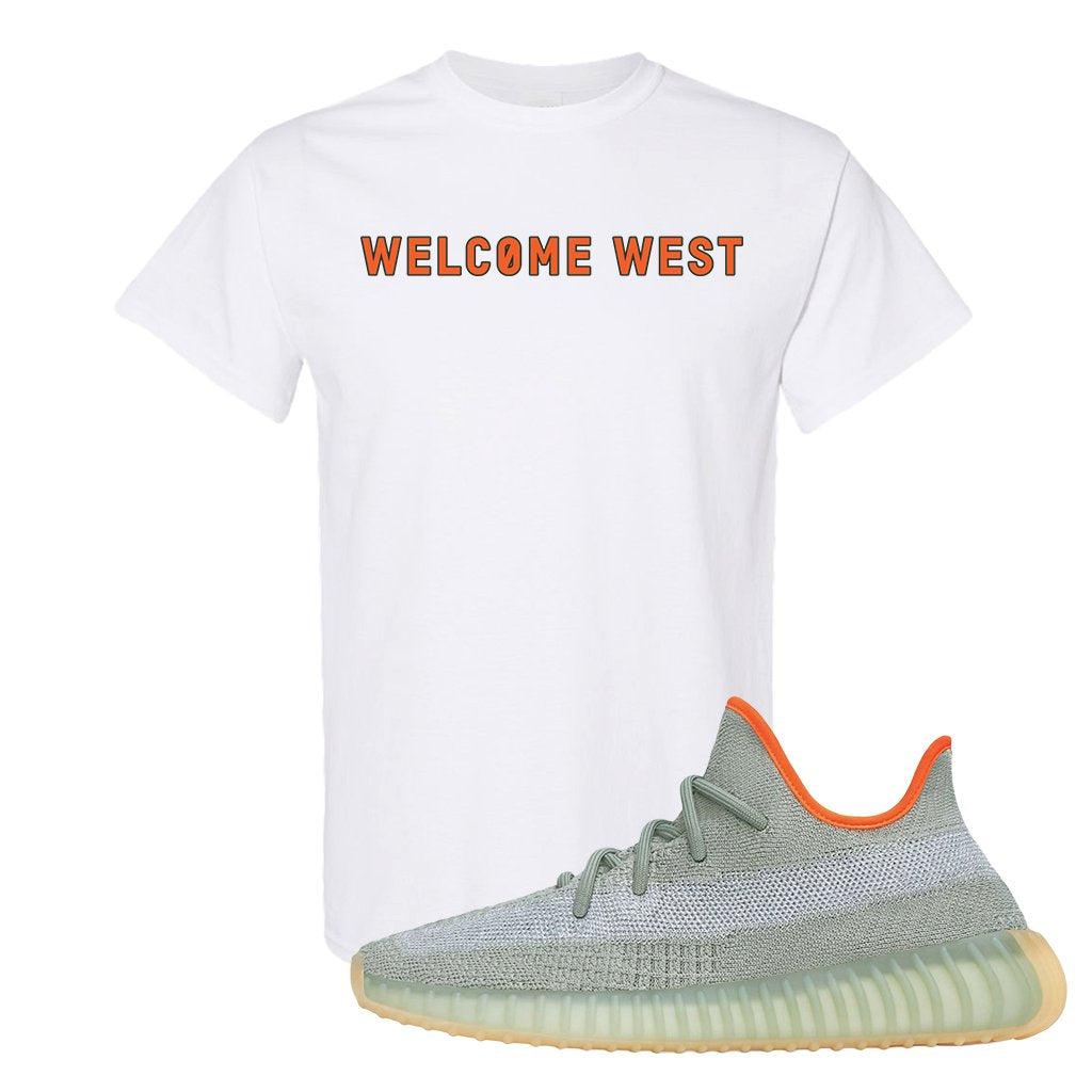 Yeezy 350 V2 Desert Sage Sneaker T Shirt |Welcome West | White