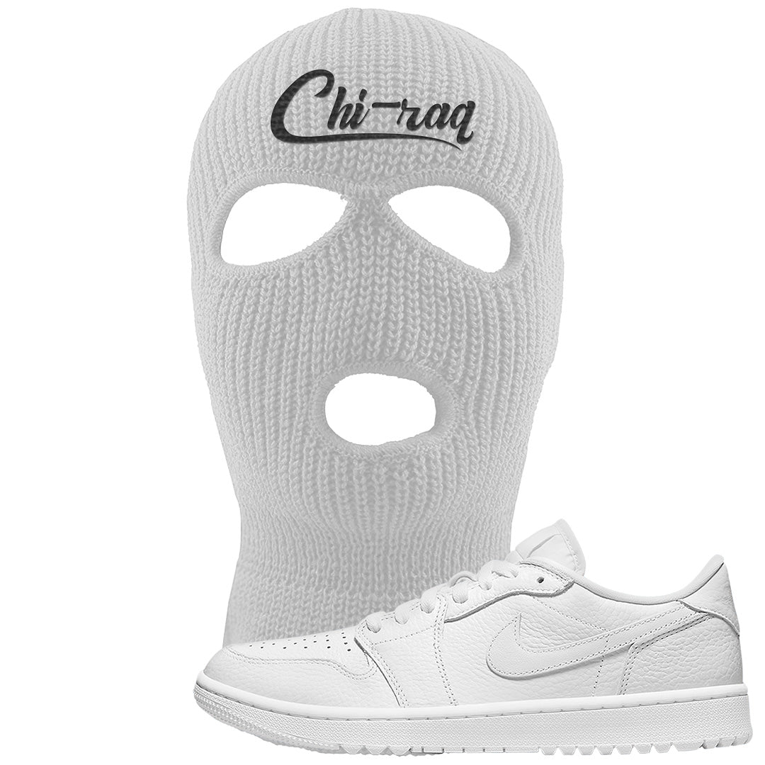 Triple White Golf Low 1s Ski Mask | Chiraq, White