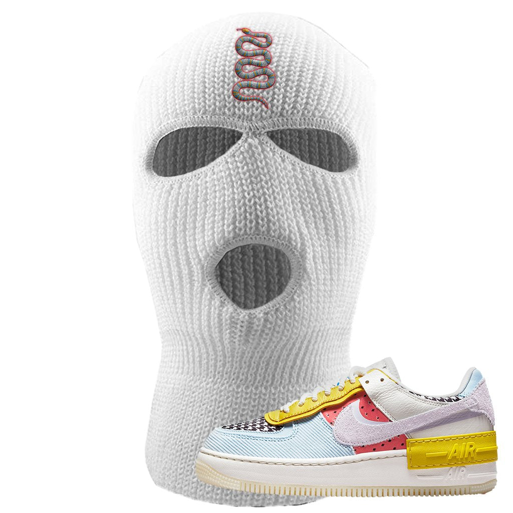 Air Force 1 Shadow Multi-Color Ski Mask | Coiled Snake, White