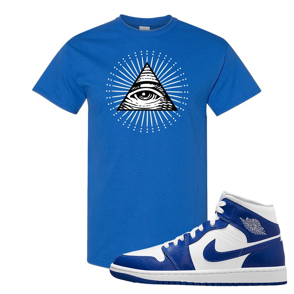 Air Jordan 1 Mid Kentucky Blue T Shirt | All Seeing Eye, Royal