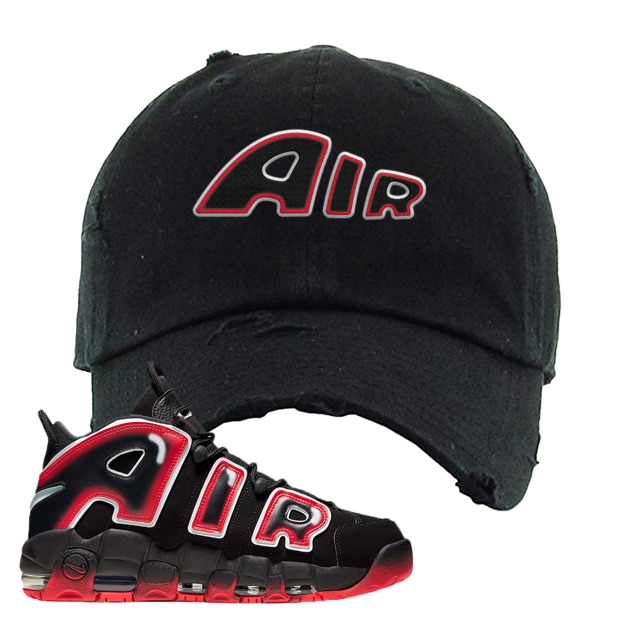 Air More Uptempo Laser Crimson Air From The Sneaker Black Sneaker Hook Up Distressed Dad Hat