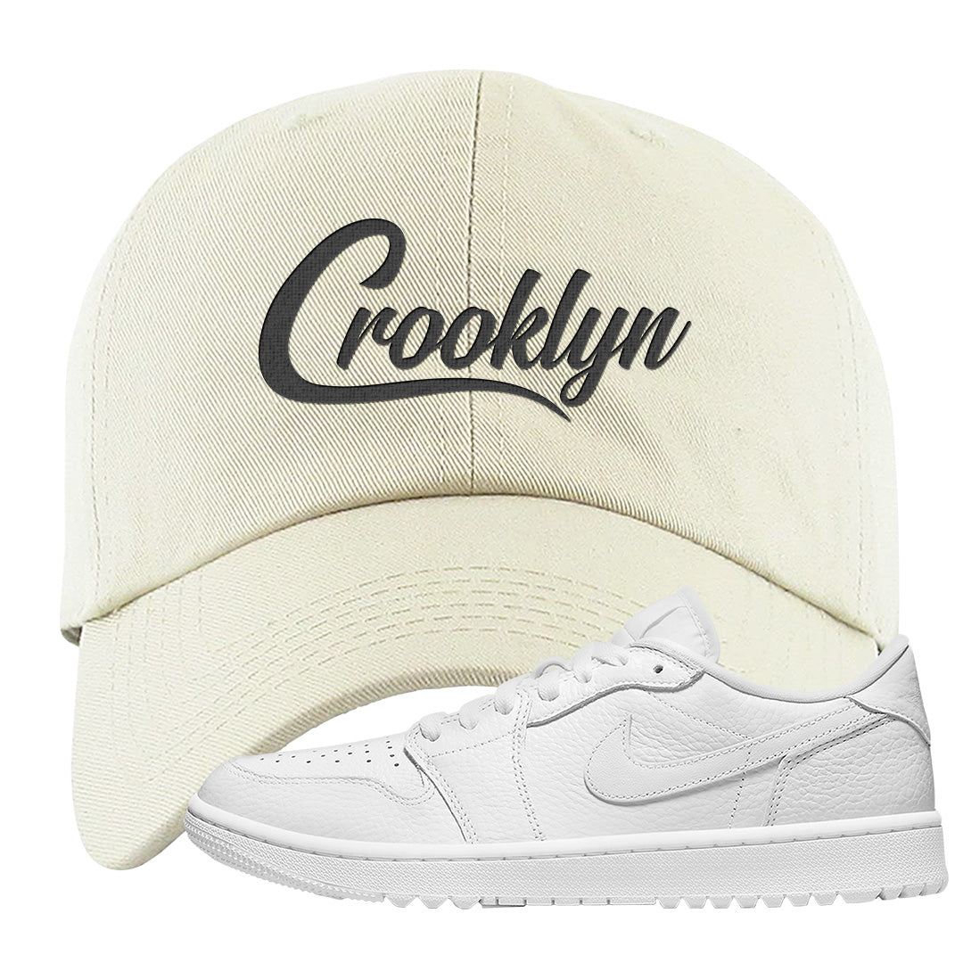 Triple White Golf Low 1s Dad Hat | Crooklyn, White