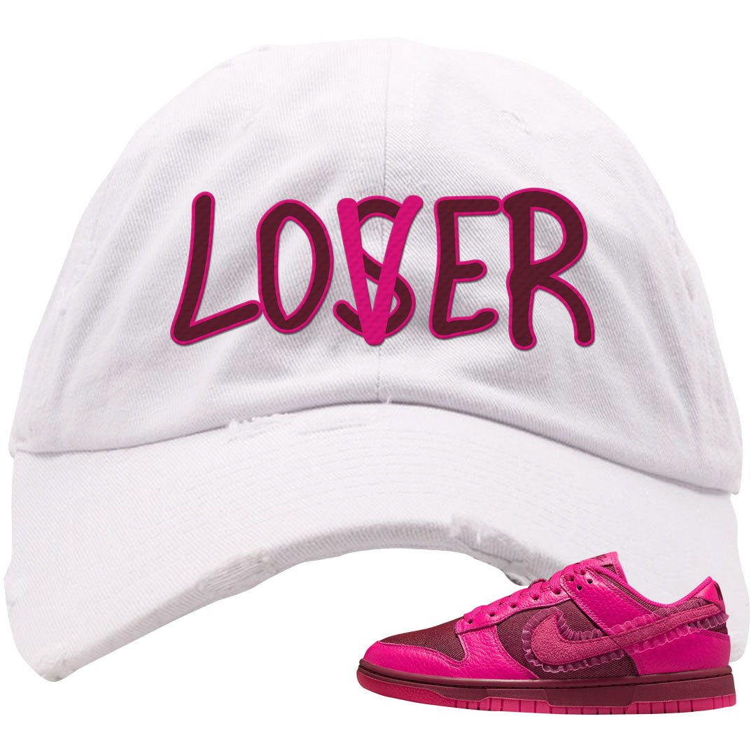 2022 Valentine's Day Low Dunks Distressed Dad Hat | Lover, White