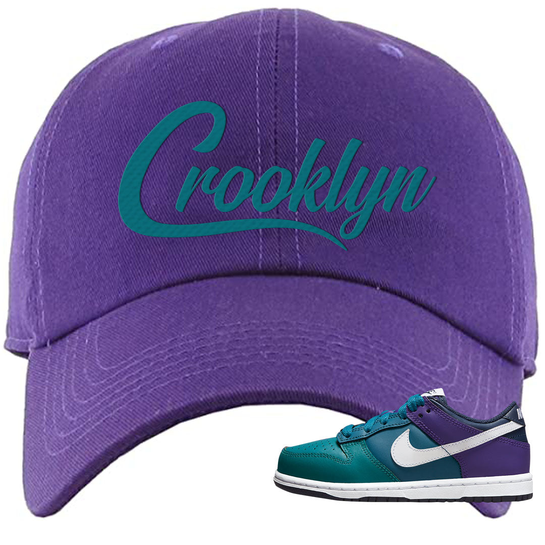 Teal Purple Low Dunks Dad Hat | Crooklyn, Purple