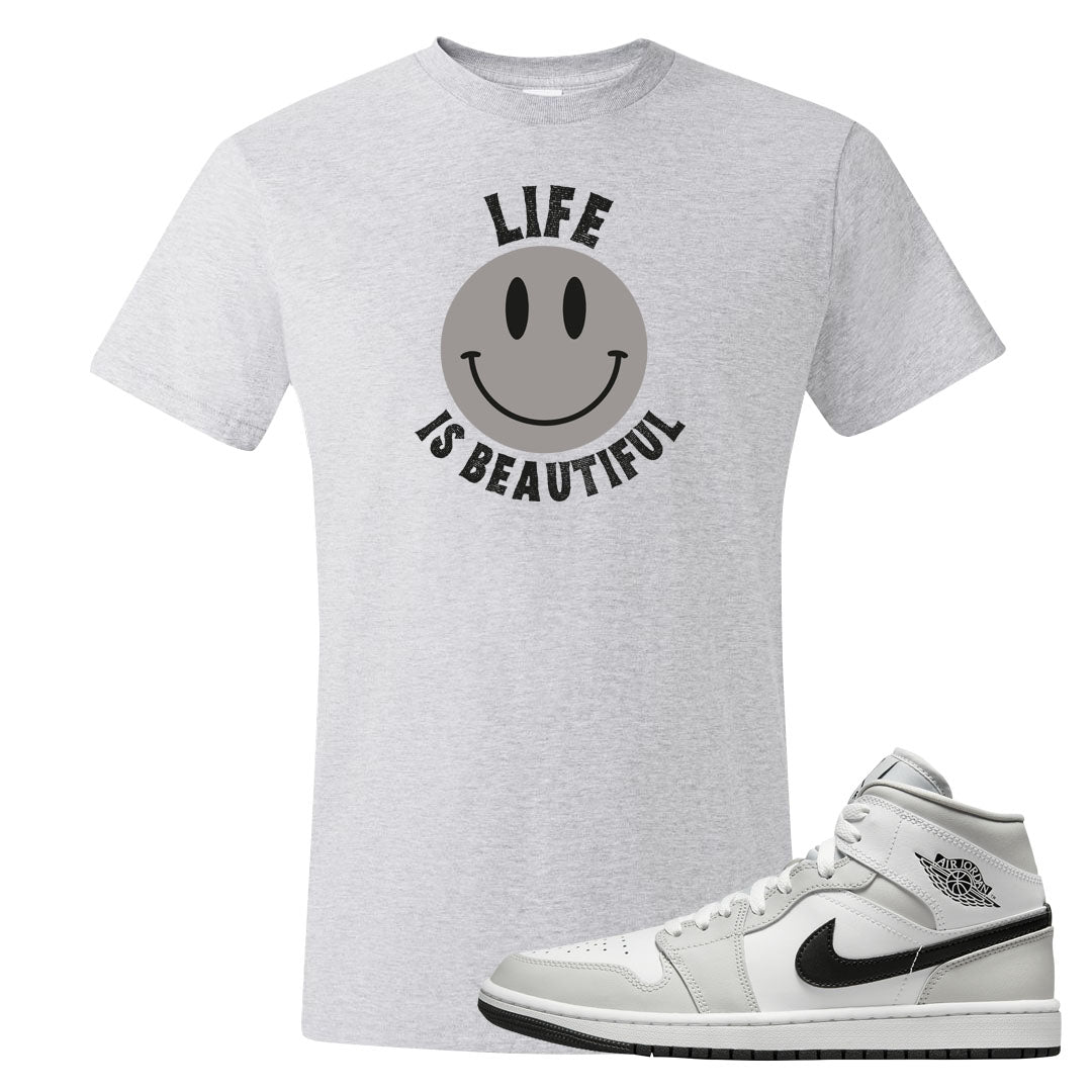 Light Smoke Grey Mid 1s T Shirt | Smile Life Is Beautiful, Ash