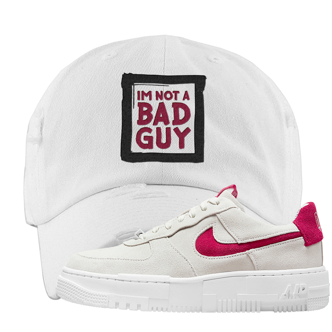 Mystic Hibiscus Pixel AF1s Distressed Dad Hat | I'm Not A Bad Guy, White