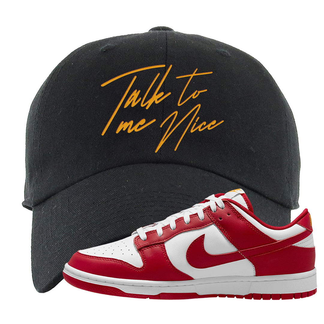 Red White Yellow Low Dunks Dad Hat | Talk To Me Nice, Black