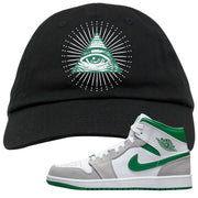 Light Smoke Pine Green Mid 1s Dad Hat | All Seeing Eye, Black