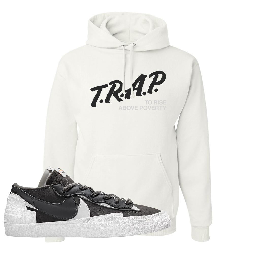 Iron Grey Low Blazers Hoodie | Trap To Rise Above Poverty, White