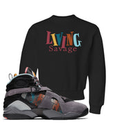 Jordan 8 N7 Pendleton Living Savage Black Sneaker Hook Up Kid's Crewneck Sweatshirt