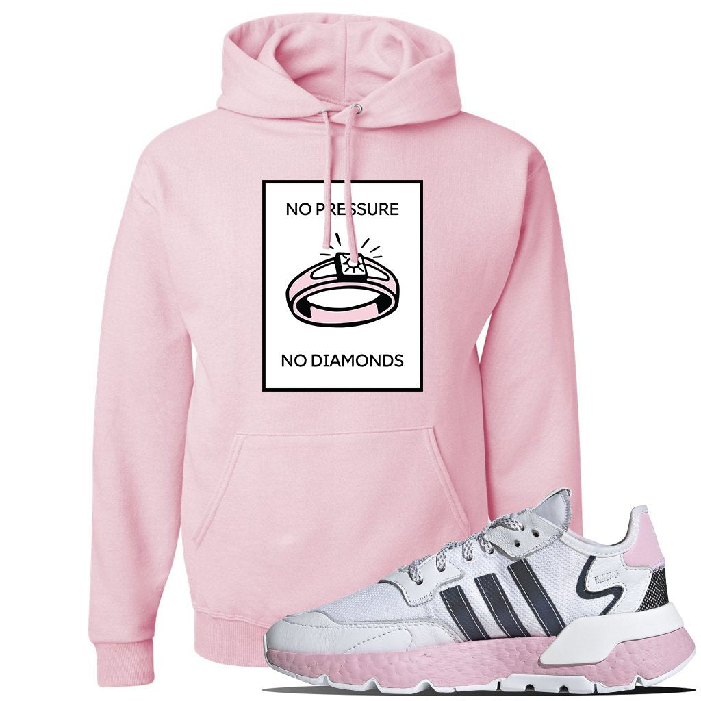 WMNS Nite Jogger Pink Boost Sneaker Classic Pink Pullover Hoodie | Hoodie to match Adidas WMNS Nite Jogger Pink Boost Shoes | No Pressure No Diamond