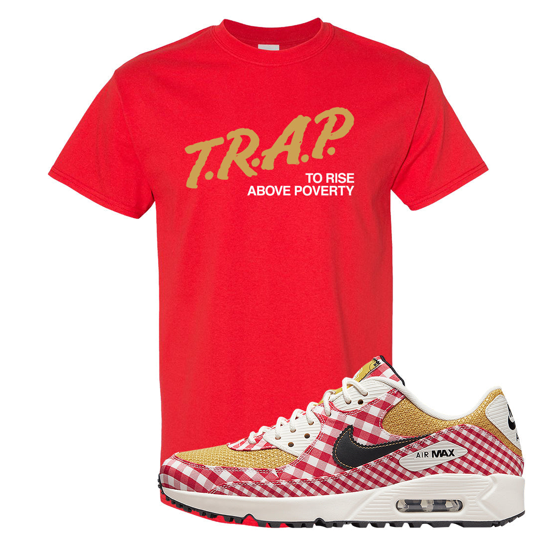 Picnic Golf 90s T Shirt | Trap To Rise Above Poverty, Red