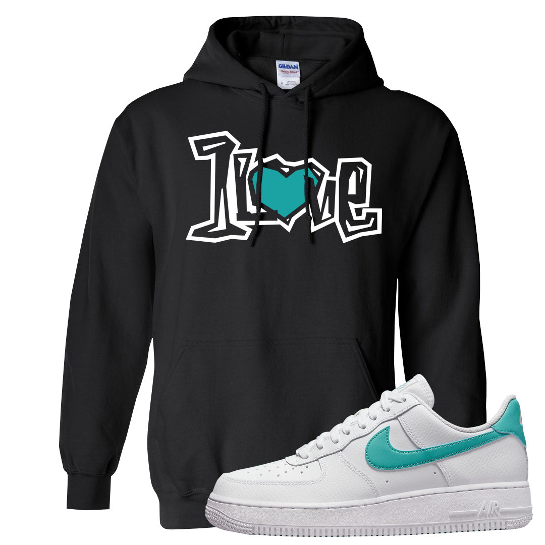 Washed Teal Low 1s Hoodie | 1 Love, Black