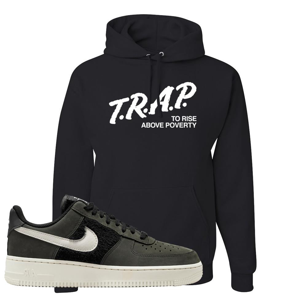 Furry Black Light Bone Low AF 1s Hoodie | Trap To Rise Above Poverty, Black