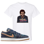 Denim Gum Bottom Low 1s T Shirt | Escobar Illustration, White