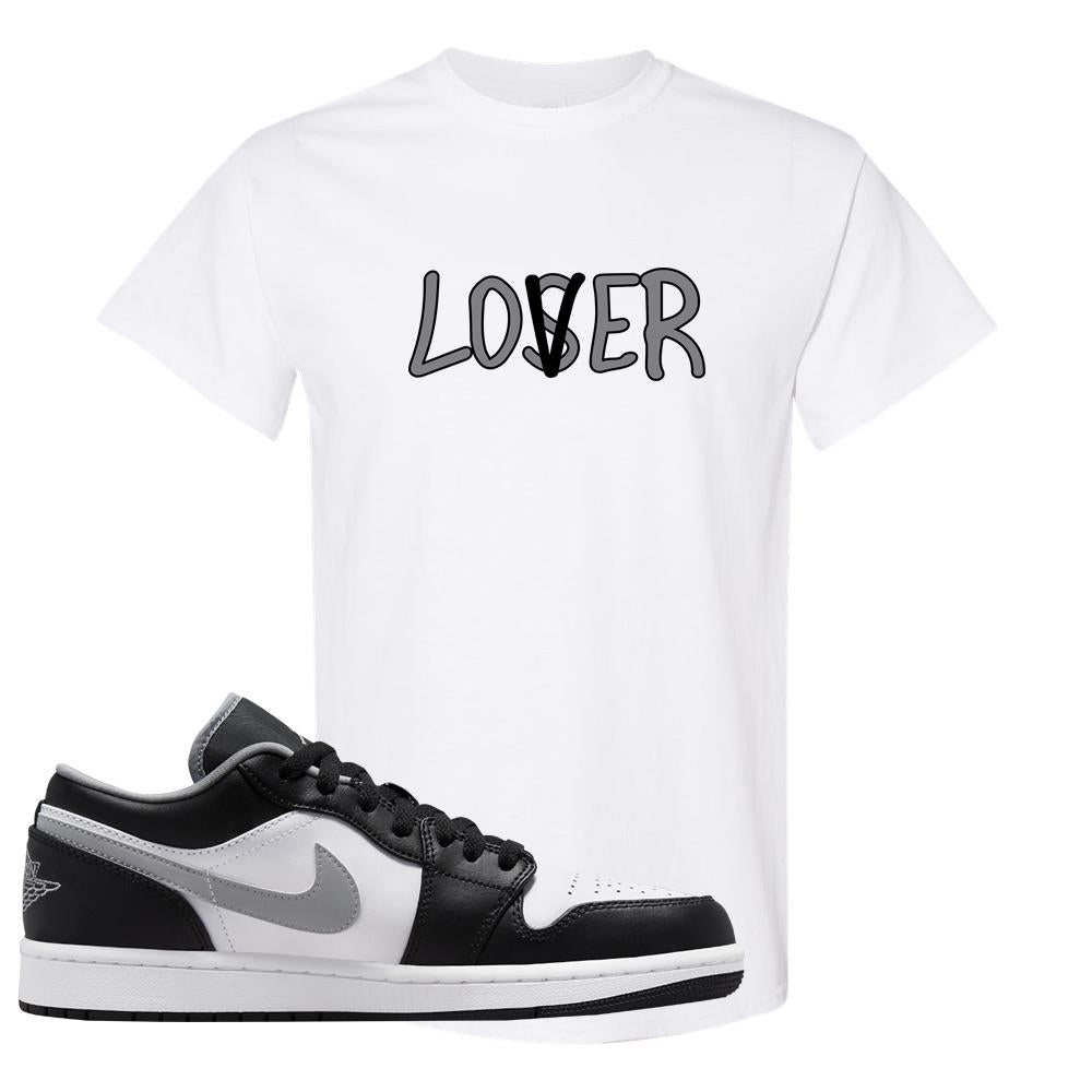 Air Jordan 1 Low Black Medium Grey T Shirt | Lover, White