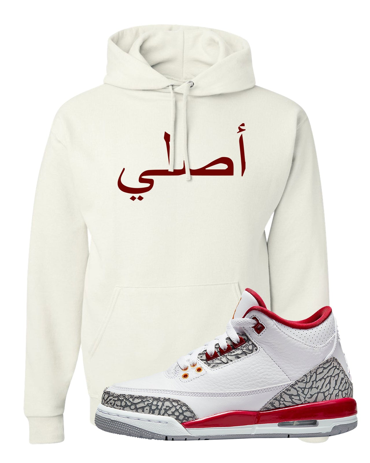 Cardinal Red 3s Hoodie | Original Arabic, White