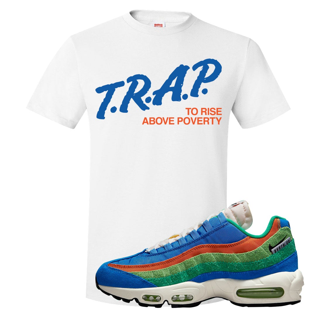 Light Blue Green AMRC 95s T Shirt | Trap To Rise Above Poverty, White