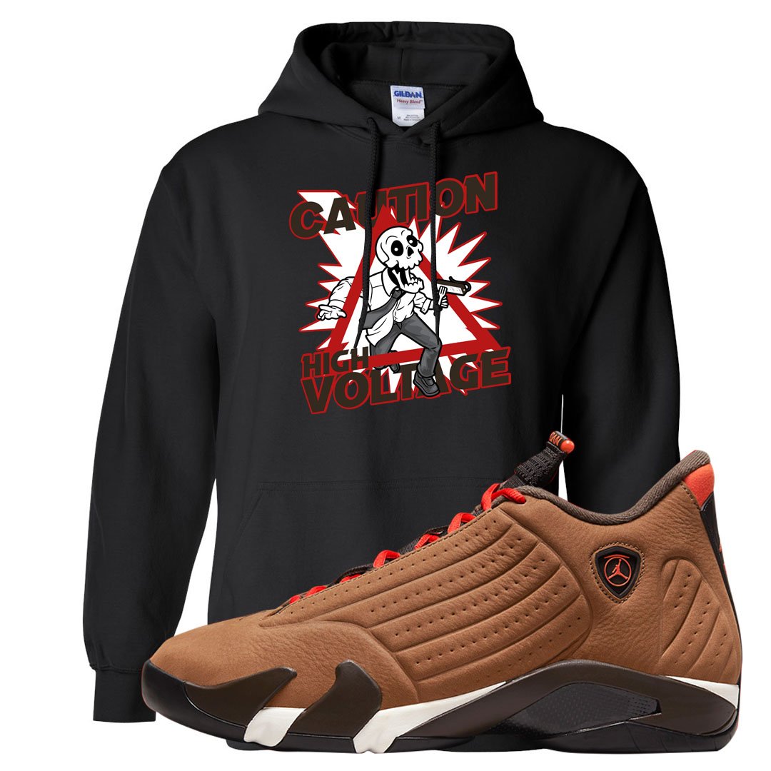 Winterized 14s Hoodie | Caution High Voltage, Black