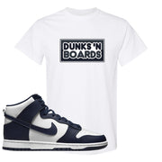 Midnight Navy High Dunks T Shirt | Dunks N Boards, White