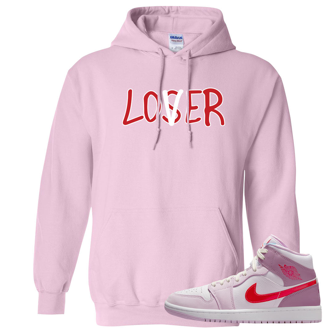 Valentine's Day Mid 1s Hoodie | Lover, Light Pink