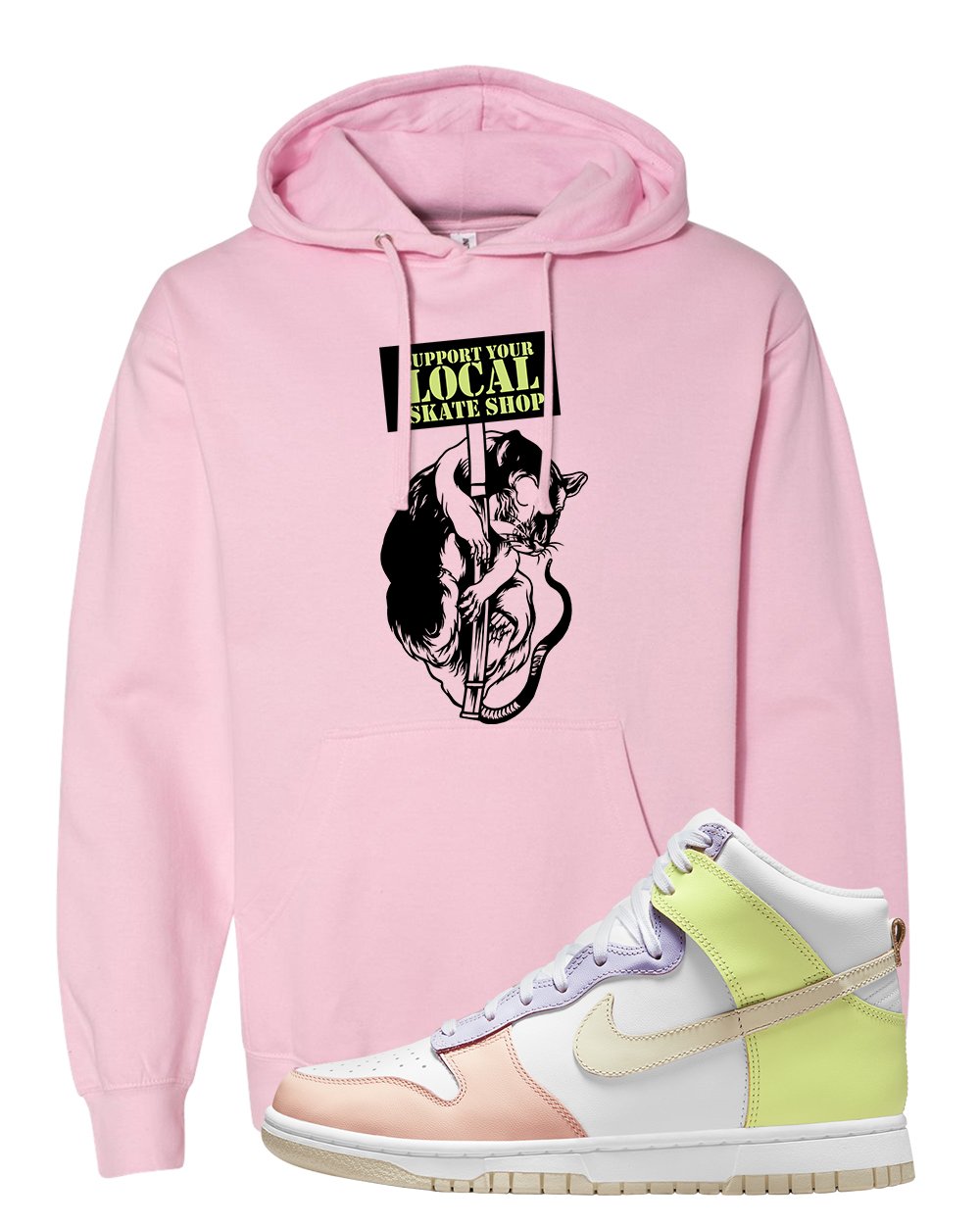Cashmere High Dunks Hoodie | Support Your Local Skate Shop, Light Pink
