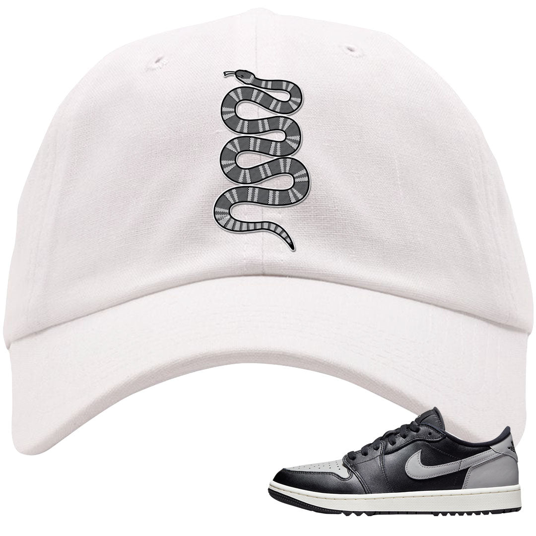 Shadow Golf Low 1s Dad Hat | Coiled Snake, White