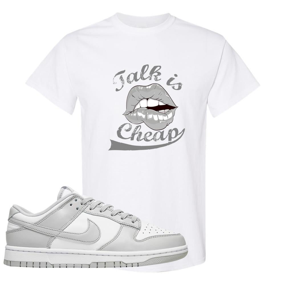 Grey Fog Low Dunks T Shirt | Talk Lips, White