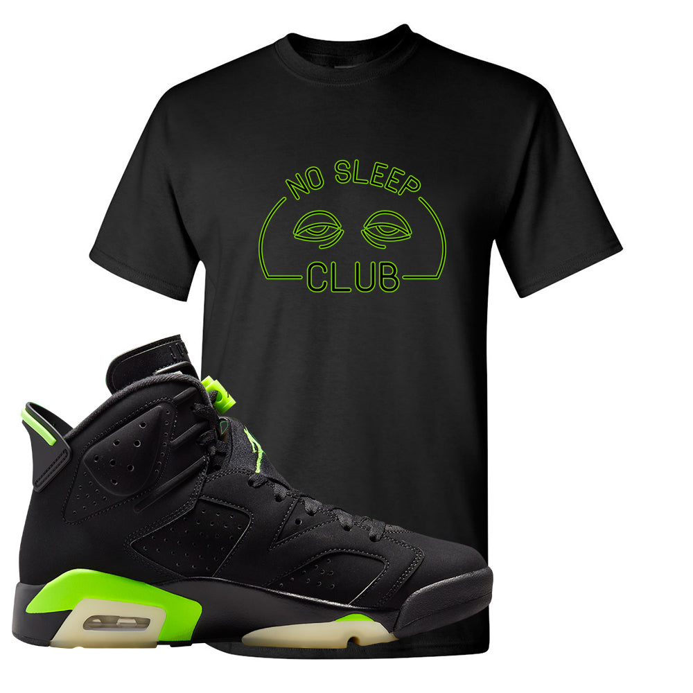 Electric Green 6s T Shirt | No Sleep Club, Black