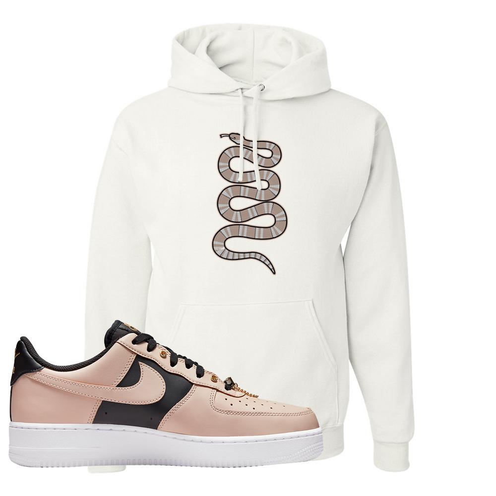 Air Force 1 Low Bling Tan Leather Hoodie | Coiled Snake, White