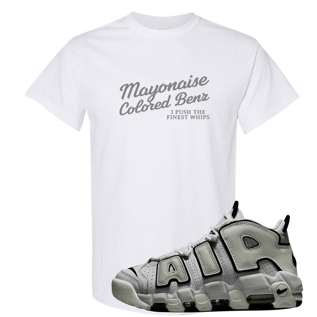 White Black Uptempos T Shirt | Mayonaise Colored Benz, White